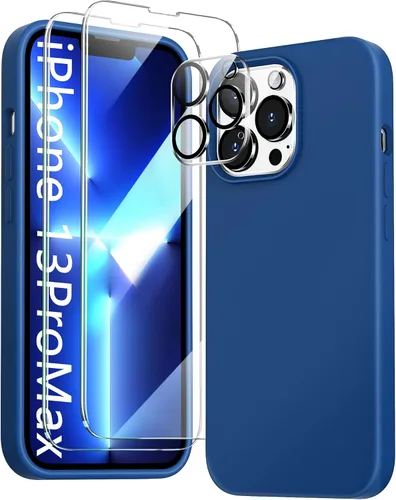 Miniatura 8 de Funda 5 en 1 para iPhone 12 Pro con protector de pantalla y protector de lente de cámara, funda de silicona líquida para iPhone 12 Pro (verde alpino)