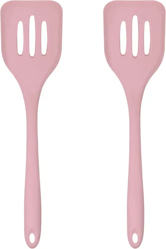 Miniatura 26 de Juego de 4 utensilios de silicona – Espátula de goma, cepillo de repostería, espátula ranurada y paleta de arroz – Juego completo resistente al Rosa
