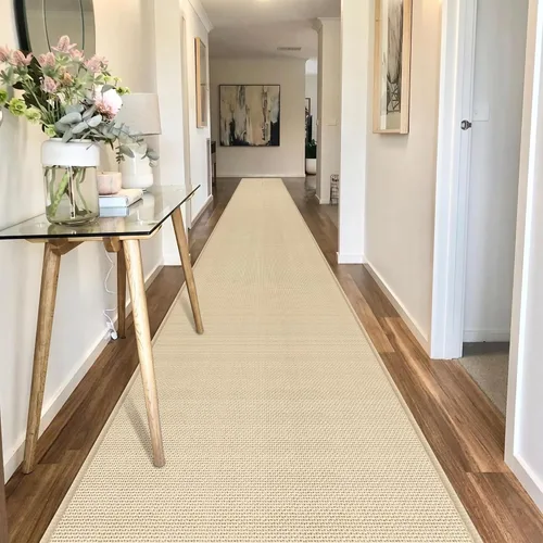 Miniatura 14 de GOYLSER Alfombras de yute de 15 pies para pasillo, alfombra de cocina, antideslizante, lavable, absorbente, alfombra de pasillo color beige