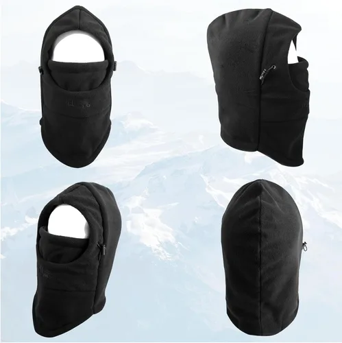 Miniatura 6 de Azarxis Gorro de niños con pasamontañas de forro polar para esquí, máscara facial de invierno, gorro ajustable con calentador doble para el cuello