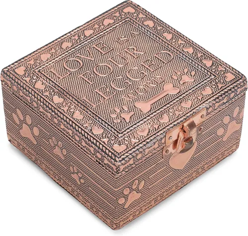 Cottage Garden Página de inicio Perro Pawprint Caja de recuerdo de joyería de metal de tono de cobre