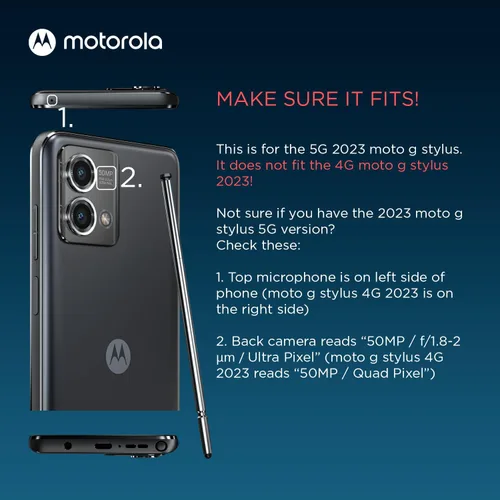 Miniatura 2 de Motorola Moto G Stylus 5G (2023) Funda protectora texturizada - Azul crepúsculo - Fundas de ajuste preciso que absorben los golpes para mejorar