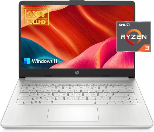 HP Laptop 14 para productividad y entretenimiento, pantalla FHD de 14 pulgadas, 16 GB de RAM, SSD de 1 TB, procesador AMD Ryzen 3 de hasta 3.5 GHz,