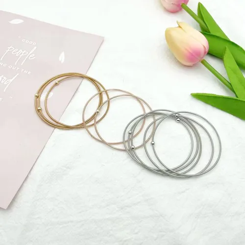 Miniatura 6 de YANCHUN 10 pulseras de cuerda de guitarra para mujer, pulseras de hilo en capas, pulseras elásticas plateadas, pulseras de oro, joyería