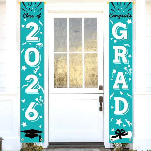 Miniatura 19 de Cartel de graduación para porche, letrero de clase, banderas colgantes de felicitaciones, escuela secundaria, universidad, fiesta, decoración
