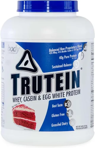 Miniatura 13 de Body Nutrition Trutein Polvo de Proteína Alto: 45% Suero, 45% Caseína, 10% Clara de Huevo, Sin Gluten, Bajo en Sodio, Polvo de Proteína de Suero