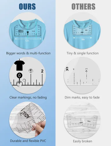 Miniatura 5 de Vowlove Juego de Reglas Guía para Camisetas para Cricut, Herramienta de Centrado con Regla de Medición de Camisas, Accesorios para Impresoras de 02