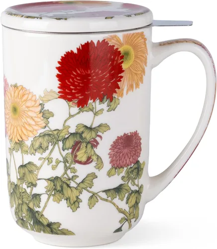 Miniatura 17 de Taza de Té de Porcelana AmorArc con Infusor y Tapas, Taza Grande de 18 Oz con Filtro con Soporte para Bolsa de Té de Hojas Sueltas, Taza para Salvia