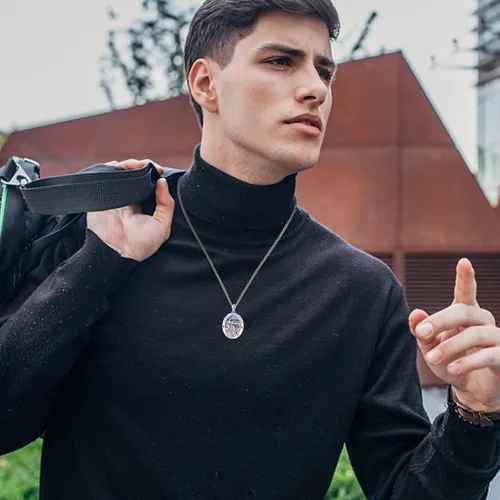 Miniatura 167 de Collar con colgante de plata de ley 925 con medalla de San Patrón, joyería religiosa para hombres y mujeres, con cadena de acero inoxidable 316L