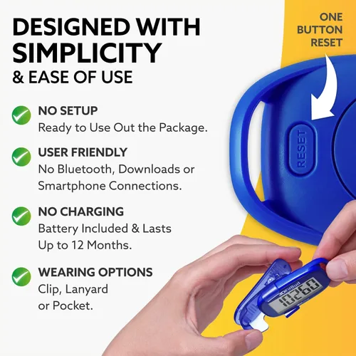 Miniatura 3 de 3DFitBud Simple Contador de Pasos - Podómetro 3D para caminar de 3DActive con clip, cordón, rastreador de pasos preciso, pantalla grande, fácil