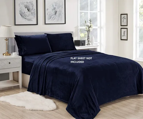 Miniatura 9 de Luxury Elegance - Juego de sábanas de microfelpa de terciopelo extra suave, tamaño individual, 2 piezas, color negro