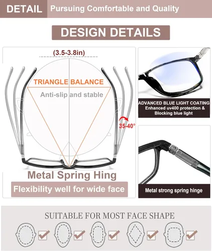 Miniatura 3 de Gafas de lectura para mujeres y hombres, lectores rectangulares, lentes de lectura con bloqueo de luz azul para computadora para el trabajo y uso