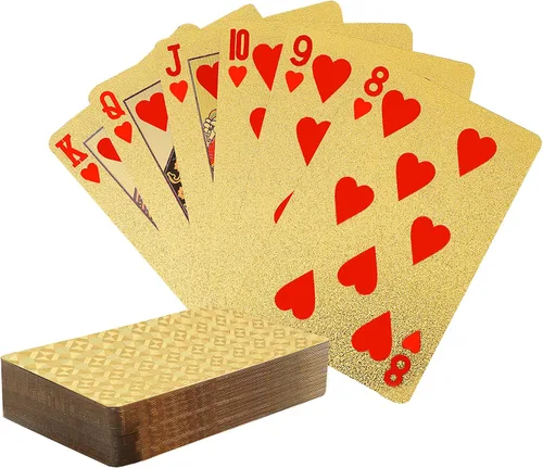 Miniatura 12 de 10 Paquetes de Cartas de Juego - 5 Negras 5 Doradas HD, 54 Cartas de Póquer Estándar de Plástico Impermeable para Fiestas Familiares naipes de oro