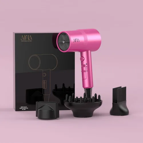 Miniatura 5 de AINA Secador de pelo con difusor, peine Secador de pelo para mujer, compacto, profesional, secado iónico Botón de disparo frío 110V/ALCI