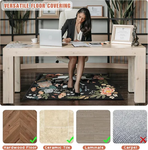 Miniatura 3 de Tapete para silla de oficina para suelo de madera dura, 36 x 48 pulgadas, alfombras de oficina para sillas rodantes de videojuegos, silla de Negro