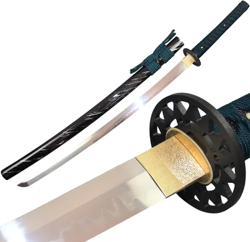 Miniatura 13 de Espada katana japonesa real hecha a mano, espada samurái de espiga completa, 40.5 pulgadas, bolsa de soporte incluida