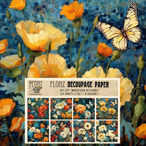 Miniatura 13 de Decoupage - Paquete de papel (24 hojas de 6 x 6 pulgadas), seda y oro, papel de patrón de estilo vintage para decoupage, manualidades y álbumes