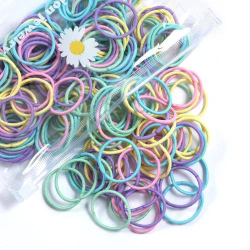 Youxuan Bandas elásticas pequeñas para el cabello para niñas, bandas de goma suaves y cómodas, 100 ligas para el cabello, multicolor Primavera