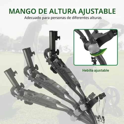 Miniatura 7 de KVV Carrito de empuje de golf de 3 ruedas ultra ligero tamaño plegable más pequeño, soporte para tarjeta de puntuación de nueva versión Gris