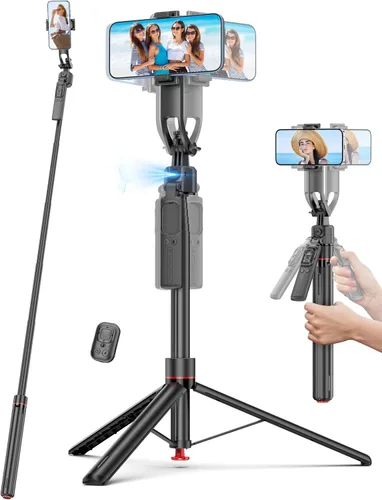 Trípode para selfie stick de seguimiento facial automático de 69 pulgadas, trípode automático para teléfono, trípodes de viaje de apertura