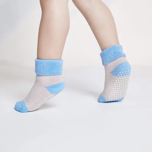 Miniatura 4 de VWU - Medias de altura media con antideslizante, de algodón grueso y cálido, unisex, talla 0-6T, paquete de 6 pares