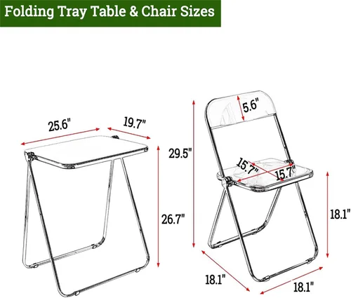 Miniatura 2 de HM&DX Juego de mesas y sillas plegables, mesa y taburete de acrílico para TV, escritorio pequeño y moderno, mesas auxiliares plegables para sala