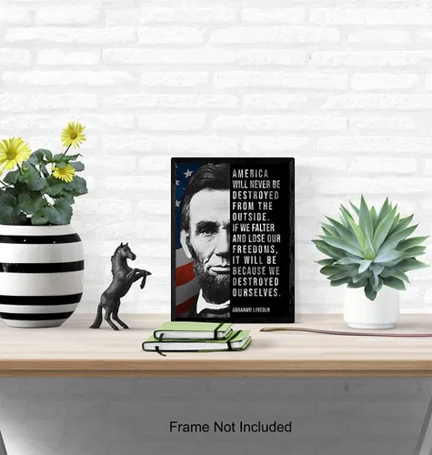 Miniatura 5 de Abe Lincoln - Póster de Abraham Lincoln, 8 x 10 pulgadas, decoración de pared de bandera estadounidense, decoración patriótica de pared, arte
