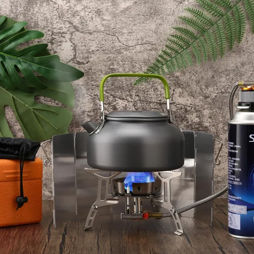 Miniatura 2 de Odoland Estufa de campamento a prueba de viento de 3500 W/6800 W con parabrisas, adaptador de recipiente de combustible, encendido piezoeléctrico