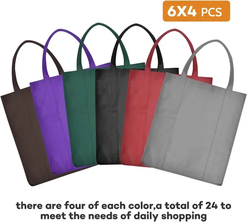 Miniatura 4 de JERIA Paquete de 24 bolsas de comestibles reutilizables, bolsas de compras grandes y plegables lavables, bolsas de mano resistentes con asas Varios