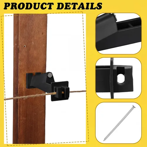 Miniatura 3 de Tandefio 25 Pcs Electric Fence Insulator 5 Inch Slant Nail-on Electric Fence Insulators for Wood Post, Heavy- Duty Animal Fencing Wire, Flat Hotwire