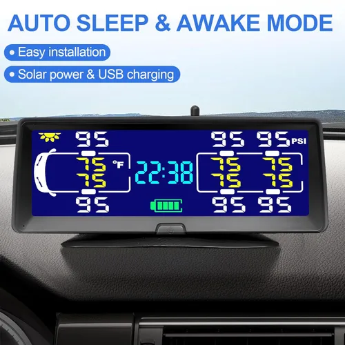 Miniatura 3 de Hieha Sistema de monitoreo de presión de neumáticos para RV, TPMS solar de 7.84” para RV, remolque de viaje, camión de viaje, quinta rueda
