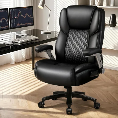 Miniatura 2 de Silla de oficina grande y alta, 600 libras, silla de oficina resistente para personas pesadas, silla de cuero de oficina ejecutiva con reposabrazos
