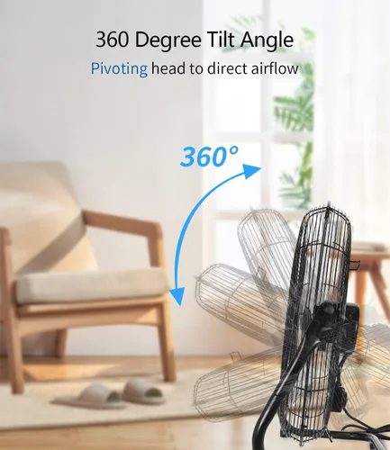 Miniatura 4 de BEESTAR Ventilador de piso de 18 pulgadas, ventilador de alta velocidad con 3 velocidades y cabezal inclinable ajustable, ventilador industrial