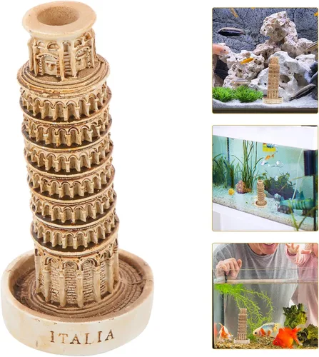 Miniatura 9 de Amosfun Mini torre inclinada de Pisa, estatua de resina para acuario, decoración de acuario, caja de almacenamiento de escritorio, adorno de pecera