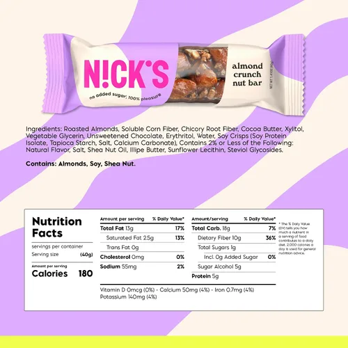 Miniatura 2 de N!CK'S Keto Nut Bar - Barra de chocolate con almendras, snack keto de nueces para deportes, senderismo y actividades al aire libre, 0.04 oz