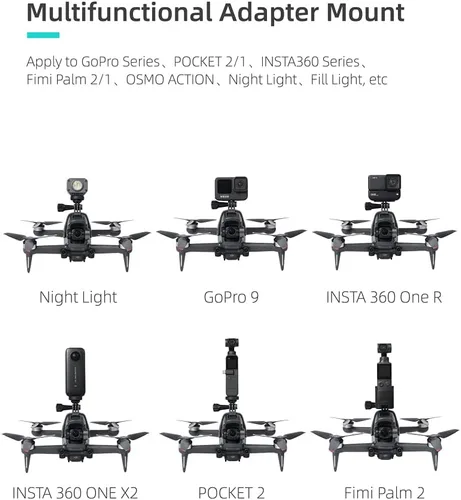 Miniatura 3 de Soporte adaptador de montaje compatible con DJI FPV Soporte de montaje Searchlight Gopro Pocket 2 Cámara Drone Accesorios