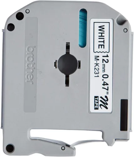 Miniatura 2 de Brother M-K231BZ - Cinta de etiquetado, negro sobre blanco, 0.472 in (ancho) x 26.2 ft (largo), Brother Genuine Supplies