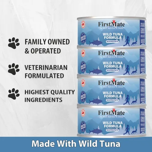 Miniatura 6 de FirstMate Wet Cat Food Fórmula de atún silvestre de ingredientes limitados, sin granos, alta proteína, un solo ingrediente, comida enlatada