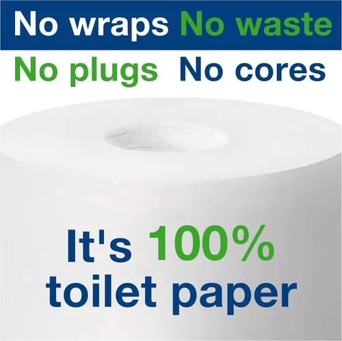 Miniatura 9 de Tork Rollo de papel higiénico de alta capacidad sin núcleo, blanco, T7, universal, 2 capas, 36 x 1100 hojas, 472882