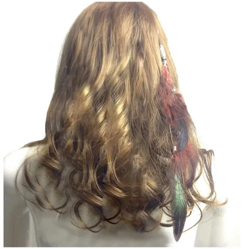 Miniatura 7 de CBLUO 3 pinzas para el pelo de plumas de Halloween, hippie, indio, bohemio, pasadores con borla, bohemios, para mujer, horquillas para el cabello