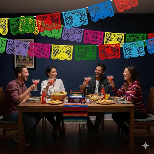 Miniatura 7 de Papel Picado de 16 pies, pancarta mexicana, pancarta de plástico Lucha Libre, decoraciones de pancarta mexicana, suministros de fiesta de Luchador