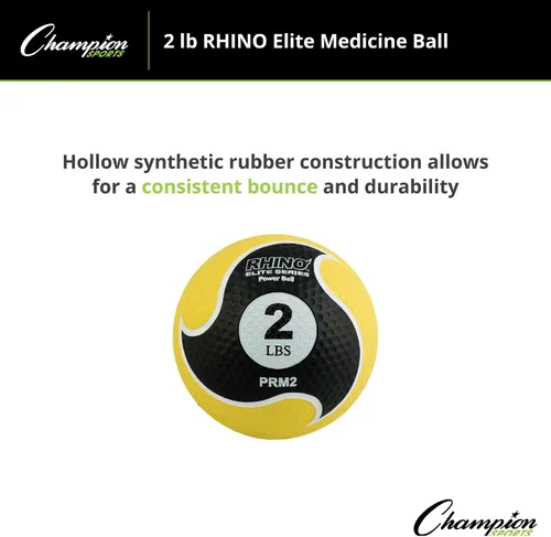 Miniatura 4 de Champion Sports Rhino Elite Medicine Ball – Textured Surface, Superior Grip, Hollow Synthetic Rubber for Consistent Bounce & Durability, Multiple