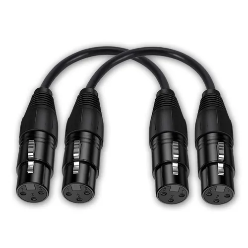 Seefeeful - Paquete de 2 cables de audio equilibrados XLR hembra a hembra, cables de micrófono de 3 pines, cobre sin oxígeno (OFC), cables de