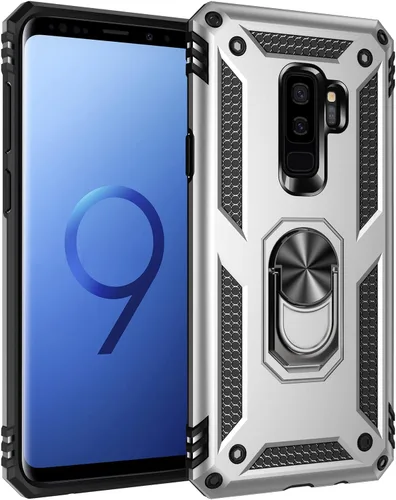 Miniatura 13 de Funda de grado militar para Samsung Galaxy S9 Plus 360 con anillo giratorio de metal con soporte magnético para montaje en automóvil, protección Azul
