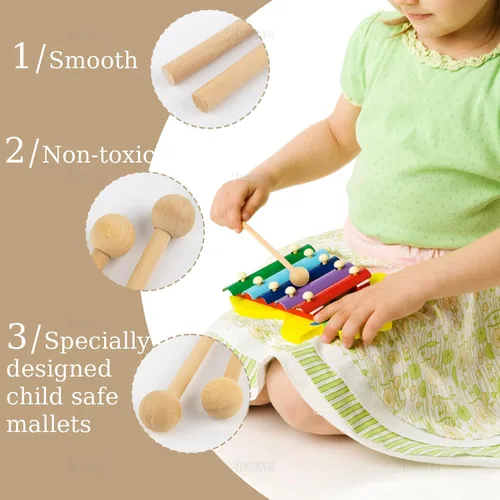 Miniatura 3 de AUEAR, Palitos de percusión de mazos de madera de 8 pulgadas de largo para xilófono Glockenspiel Energy Chime Block y campanas (paquete de 2)