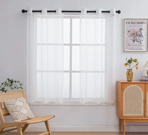 PI - Cortinas traslúcidas con paneles pequeños, cortina transparente para ventana de cocina, mirador, 2 paneles (52 pulgadas de ancho x 63 pulgadas