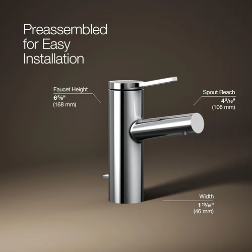 Miniatura 3 de KOHLER K-99491-4-CP Elate - Grifo de lavabo de baño con mango único, desagüe emergente, 1.2 GPM, manija de una sola palanca, diseño elegante, cromo
