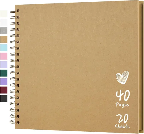 Miniatura 41 de Álbum de recortes de 7 x 7 pulgadas, álbum de recortes DIY de tapa dura de papel kraft, álbumes de fotos, 40 páginas, perfecto para fotos de 4 x 6
