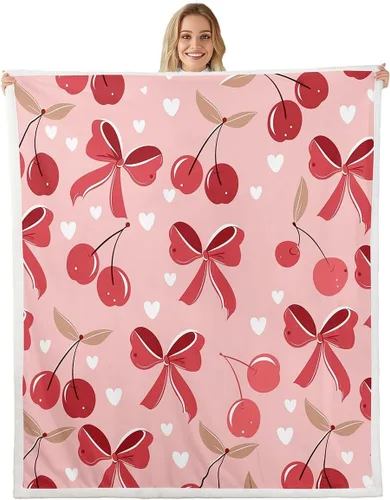 Miniatura 35 de Manta de franela de forro polar con lazos rosados femeninos de 40 x 50 pulgadas, manta mullida de corazones para el día de San Valentín para sofá