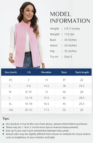 Miniatura 5 de Xeoxarel Chaleco de forro polar para mujer con 6 bolsillos (XS-2XL)